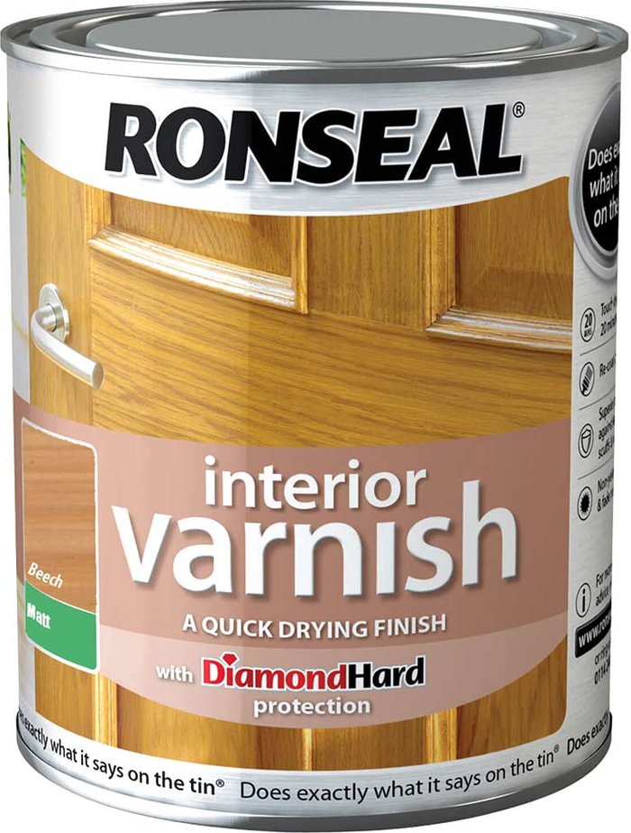 Tooled Up | Ronseal Ronseal Interior Matt Quick Dry Varnish Beech 250ml Ronseal Ronseal Interior Matt Quick Dry Varnish Beech 250ml
