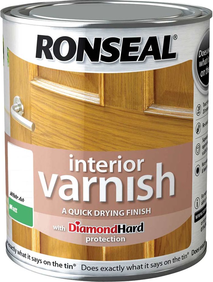 Tooled Up | Ronseal Ronseal Interior Matt Quick Dry Varnish White Ash 750ml Ronseal Ronseal Interior Matt Quick Dry Varnish White Ash 750ml