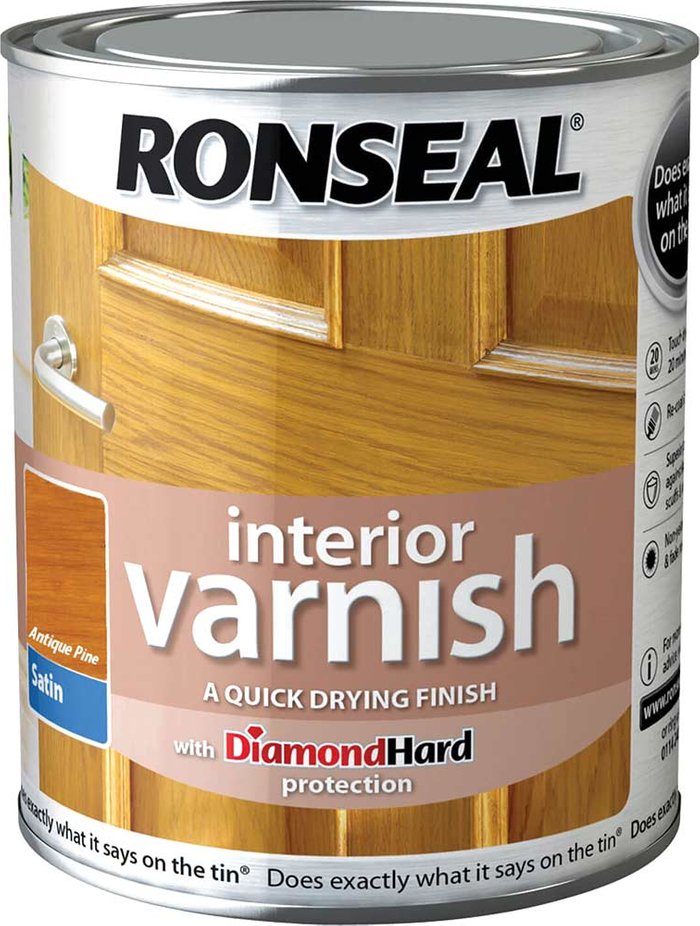 Tooled Up | Ronseal Ronseal Interior Satin Quick Dry Varnish Antique Pine 250ml Ronseal Ronseal Interior Satin Quick Dry Varnish Antique Pine 250ml