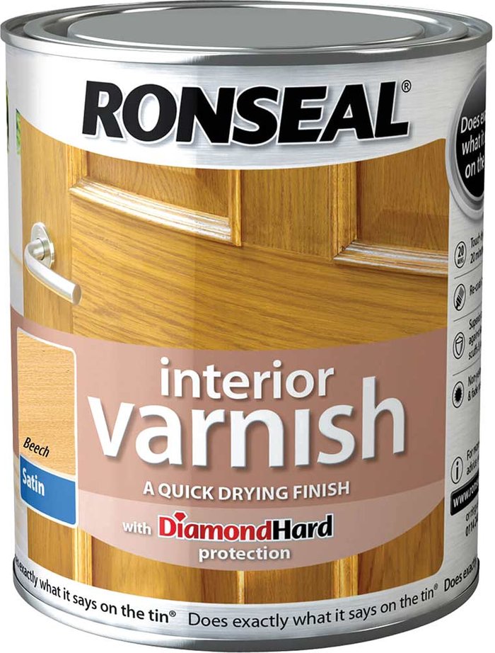 Tooled Up | Ronseal Ronseal Interior Satin Quick Dry Varnish Beech 250ml Ronseal Ronseal Interior Satin Quick Dry Varnish Beech 250ml