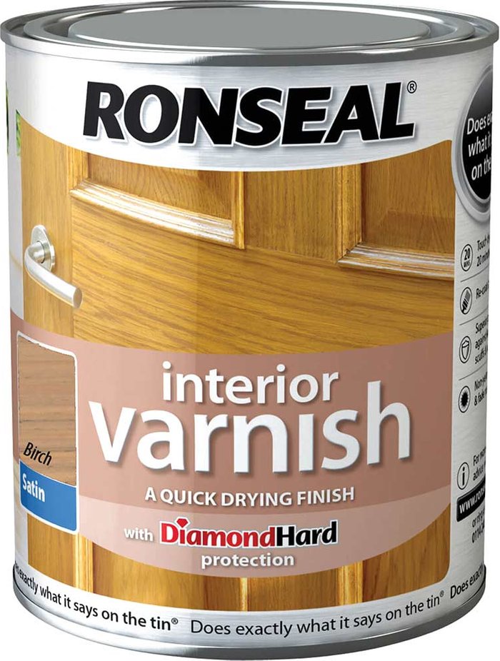 Tooled Up | Ronseal Ronseal Interior Satin Quick Dry Varnish Birch 250ml Ronseal Ronseal Interior Satin Quick Dry Varnish Birch 250ml