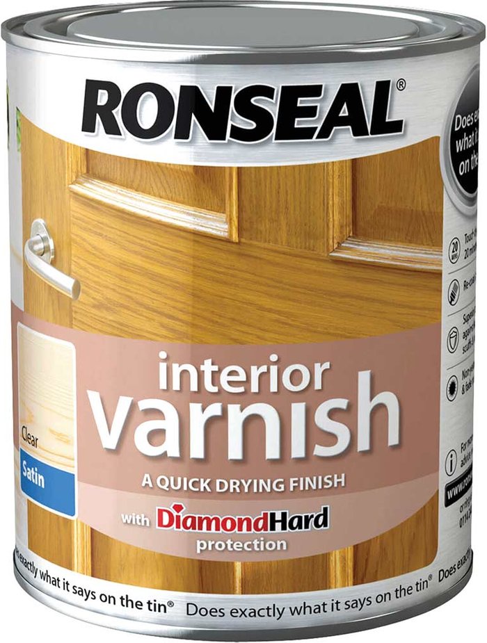 Tooled Up | Ronseal Ronseal Interior Varnish - Satin Clear 750ml Ronseal Ronseal Interior Varnish - Satin Clear 750ml