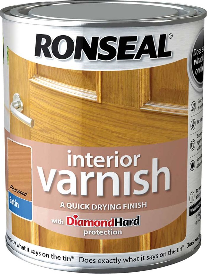 Tooled Up | Ronseal Ronseal Interior Satin Quick Dry Varnish Pear Wood 250ml Ronseal Ronseal Interior Satin Quick Dry Varnish Pear Wood 250ml