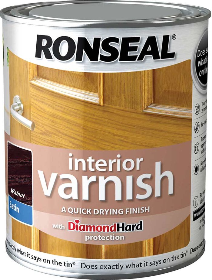Tooled Up | Ronseal Ronseal Interior Satin Quick Dry Varnish Walnut 750ml Ronseal Ronseal Interior Satin Quick Dry Varnish Walnut 750ml