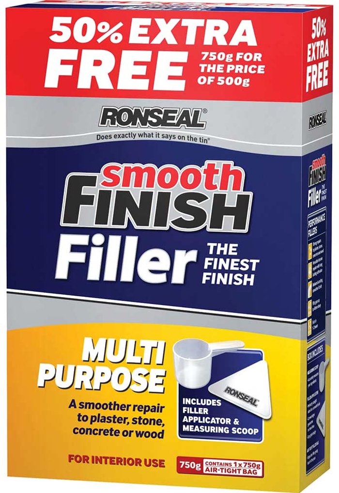 Tooled Up | Ronseal Ronseal Smooth Finish Multi Purpose Interior Wall Powder Filler 750g Ronseal Ronseal Smooth Finish Multi Purpose Interior Wall Powder Filler 750g