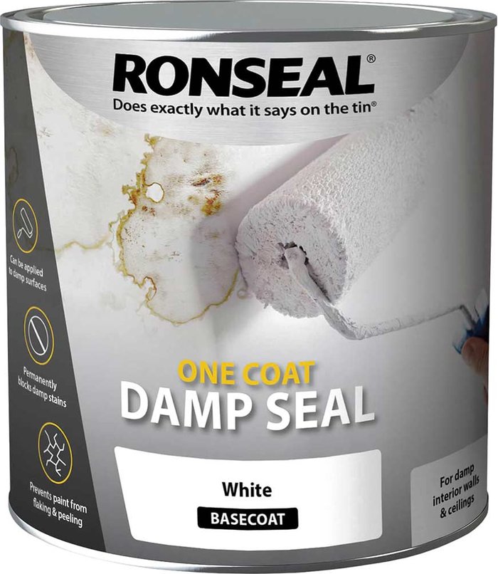 Tooled Up | Ronseal Ronseal One Coat Damp Seal Basecoat Paint - White 2.5L Ronseal Ronseal One Coat Damp Seal Basecoat Paint - White 2.5L