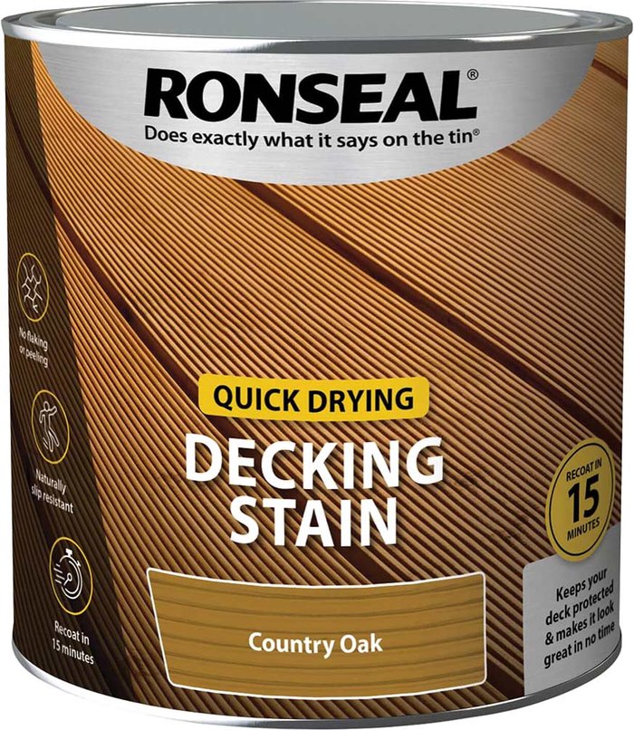 Tooled Up | Ronseal Ronseal Quick Drying Decking Stain 2.5l Oak Ronseal Ronseal Quick Drying Decking Stain 2.5l Oak