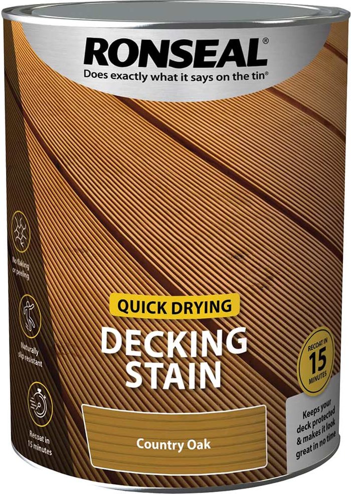 Tooled Up | Ronseal Ronseal Quick Drying Decking Stain 5l Oak Ronseal Ronseal Quick Drying Decking Stain 5l Oak