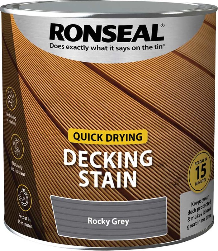 Tooled Up | Ronseal Ronseal Quick Drying Decking Stain 2.5l Rocky Grey Ronseal Ronseal Quick Drying Decking Stain 2.5l Rocky Grey