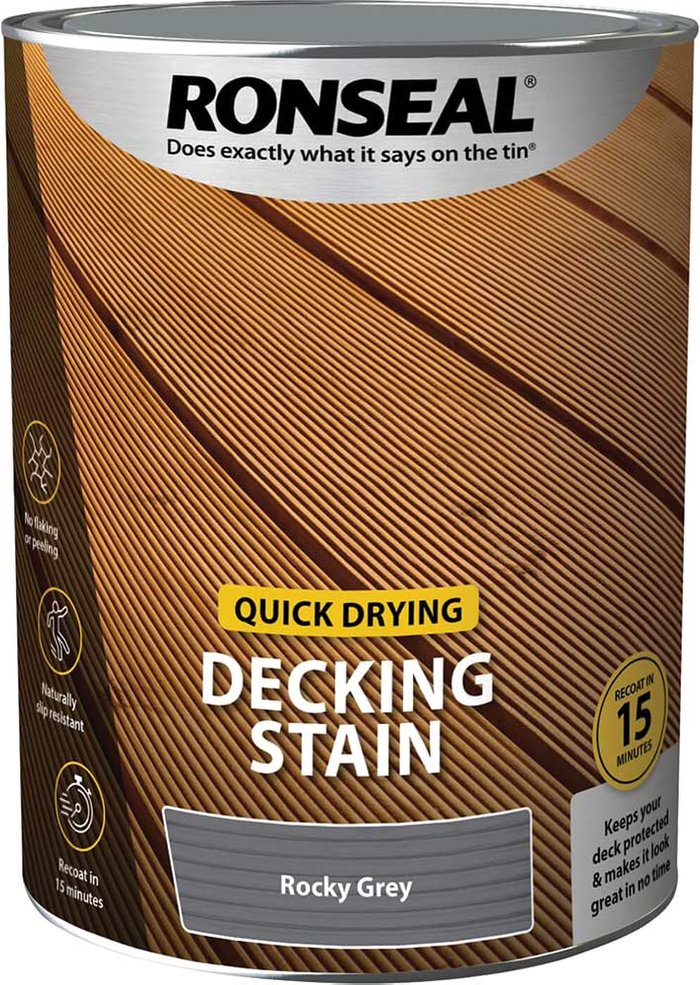 Tooled Up | Ronseal Ronseal Quick Drying Decking Stain 5l Rocky Grey Ronseal Ronseal Quick Drying Decking Stain 5l Rocky Grey