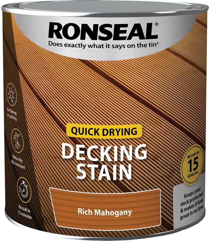 Tooled Up | Ronseal Ronseal Quick Drying Decking Stain 2.5l Rich Mahogany Ronseal Ronseal Quick Drying Decking Stain 2.5l Rich Mahogany