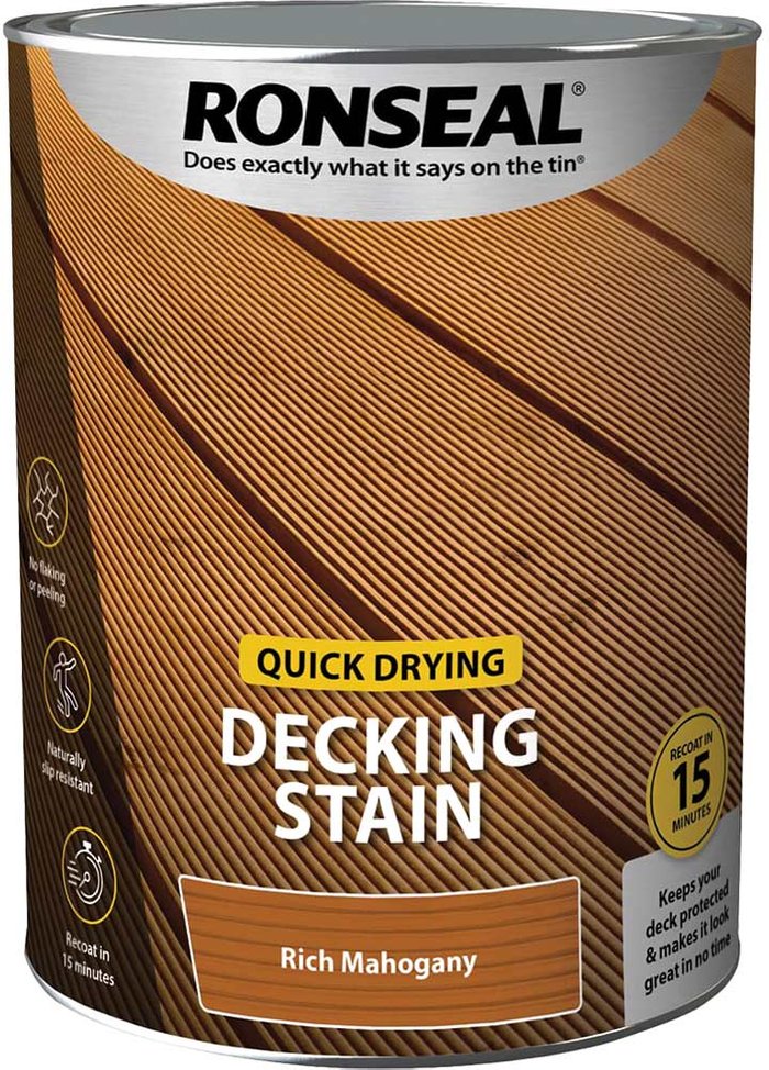 Tooled Up | Ronseal Ronseal Quick Drying Decking Stain 5l Rich Mahogany Ronseal Ronseal Quick Drying Decking Stain 5l Rich Mahogany