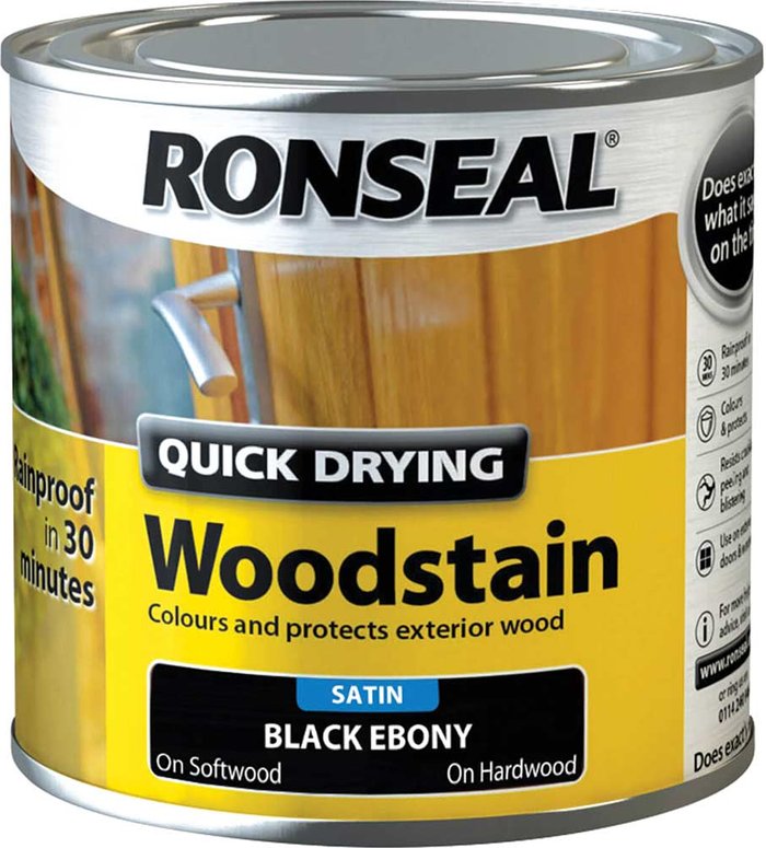 Tooled Up | Ronseal Ronseal Quick Dry Satin Woodstain Ebony 250ml Ronseal Ronseal Quick Dry Satin Woodstain Ebony 250ml
