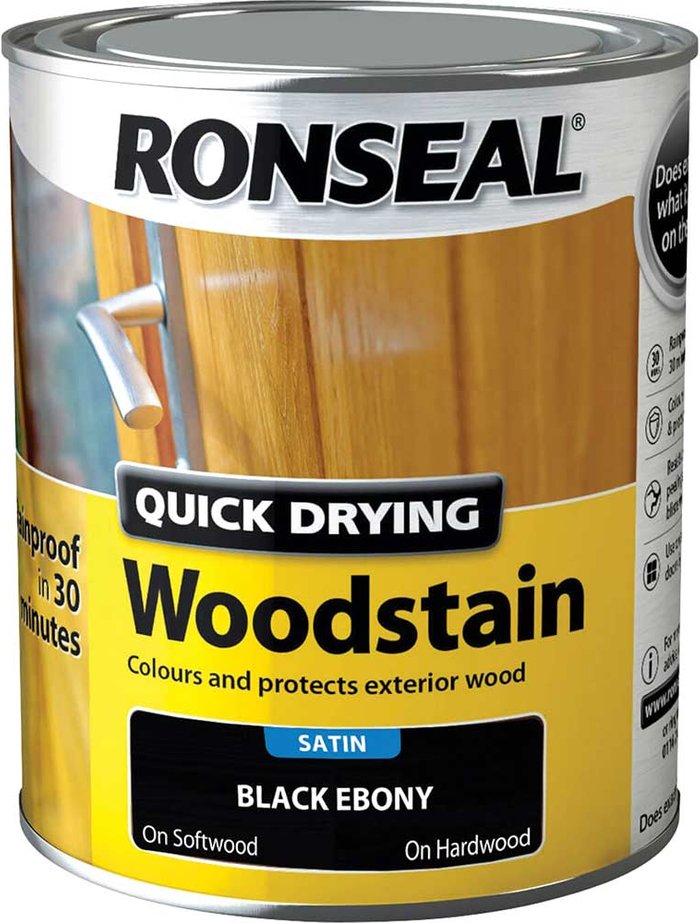 Tooled Up | Ronseal Ronseal Quick Dry Satin Woodstain Ebony 750ml Ronseal Ronseal Quick Dry Satin Woodstain Ebony 750ml