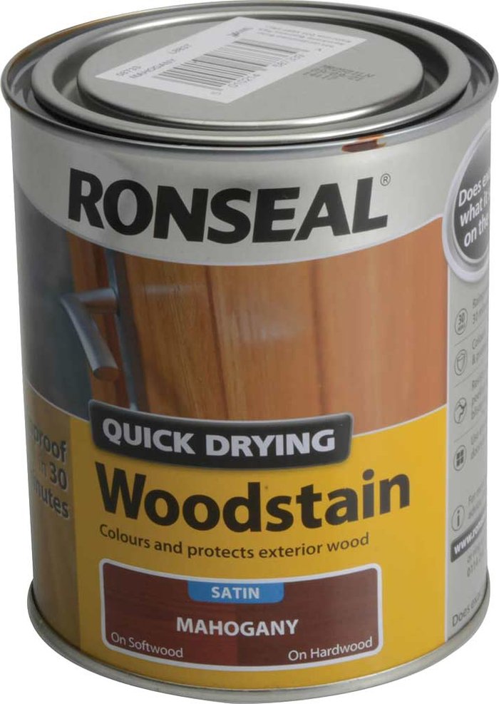Tooled Up | Ronseal Ronseal Quick Dry Satin Woodstain Mahogany 750ml Ronseal Ronseal Quick Dry Satin Woodstain Mahogany 750ml