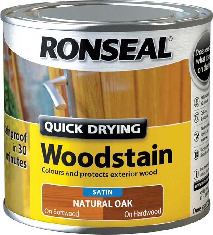 Tooled Up | Ronseal Ronseal Quick Dry Satin Woodstain Natural Oak 250ml Ronseal Ronseal Quick Dry Satin Woodstain Natural Oak 250ml