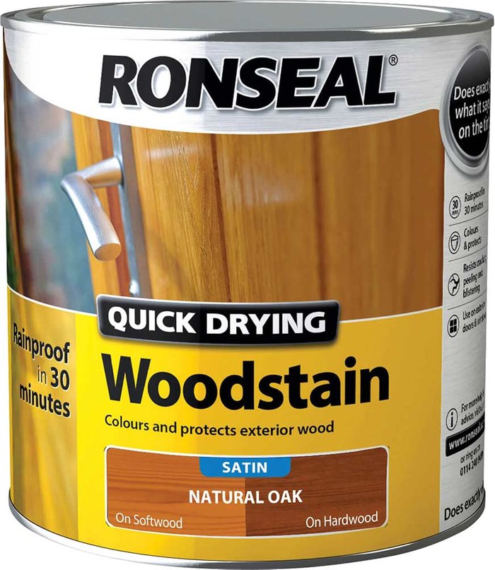 Tooled Up | Ronseal Ronseal Quick Dry Satin Woodstain Natural Oak 2.5l Ronseal Ronseal Quick Dry Satin Woodstain Natural Oak 2.5l