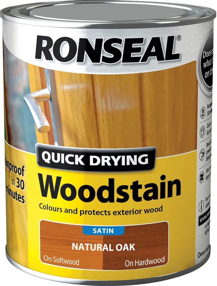 Tooled Up | Ronseal Ronseal Quick Dry Satin Woodstain Natural Oak 750ml Ronseal Ronseal Quick Dry Satin Woodstain Natural Oak 750ml