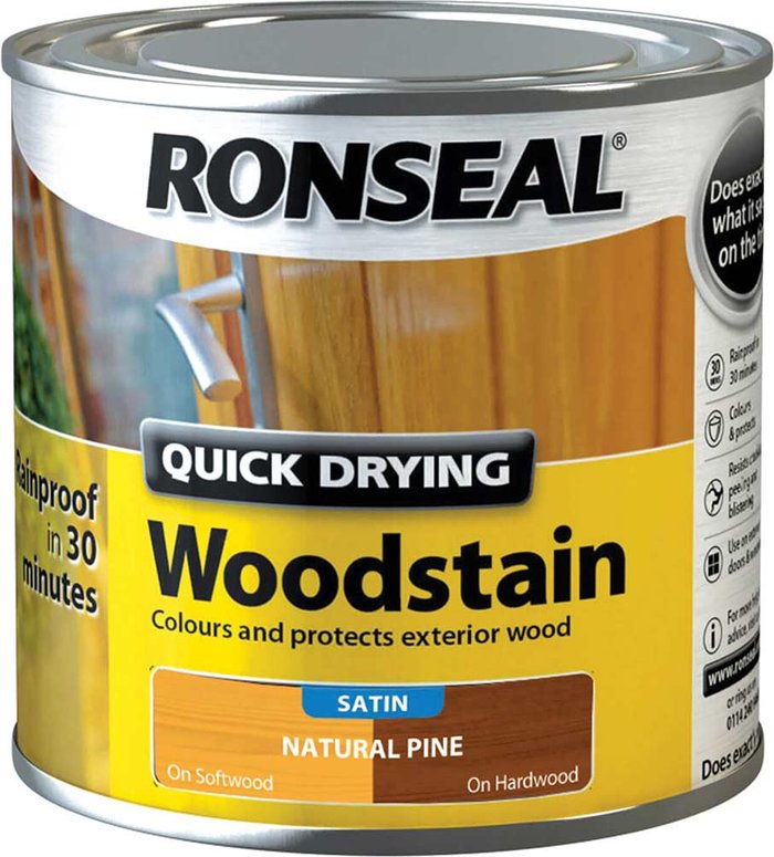 Tooled Up | Ronseal Ronseal Quick Dry Satin Woodstain Natural Pine 250ml Ronseal Ronseal Quick Dry Satin Woodstain Natural Pine 250ml