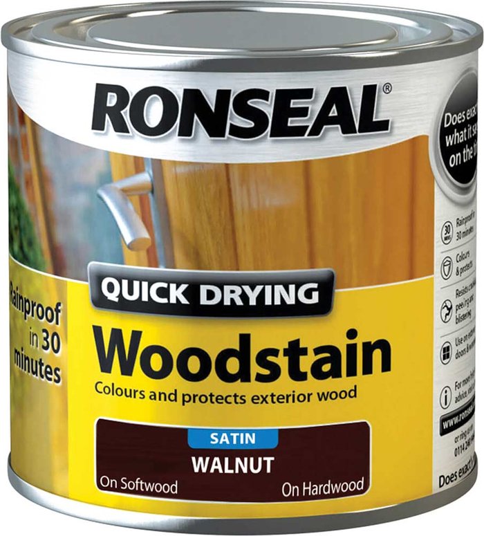 Tooled Up | Ronseal Ronseal Quick Dry Satin Woodstain Smoked Walnut 250ml Ronseal Ronseal Quick Dry Satin Woodstain Smoked Walnut 250ml