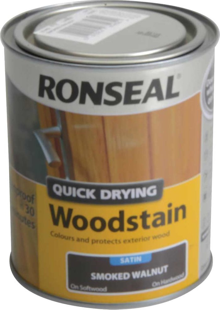 Tooled Up | Ronseal Ronseal Quick Dry Satin Woodstain Smoked Walnut 750ml Ronseal Ronseal Quick Dry Satin Woodstain Smoked Walnut 750ml