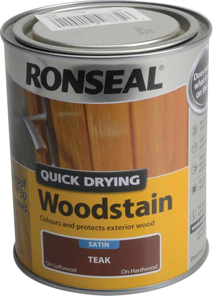Tooled Up | Ronseal Ronseal Quick Drying Woodstain Satin Teak 750ml Ronseal Ronseal Quick Drying Woodstain Satin Teak 750ml
