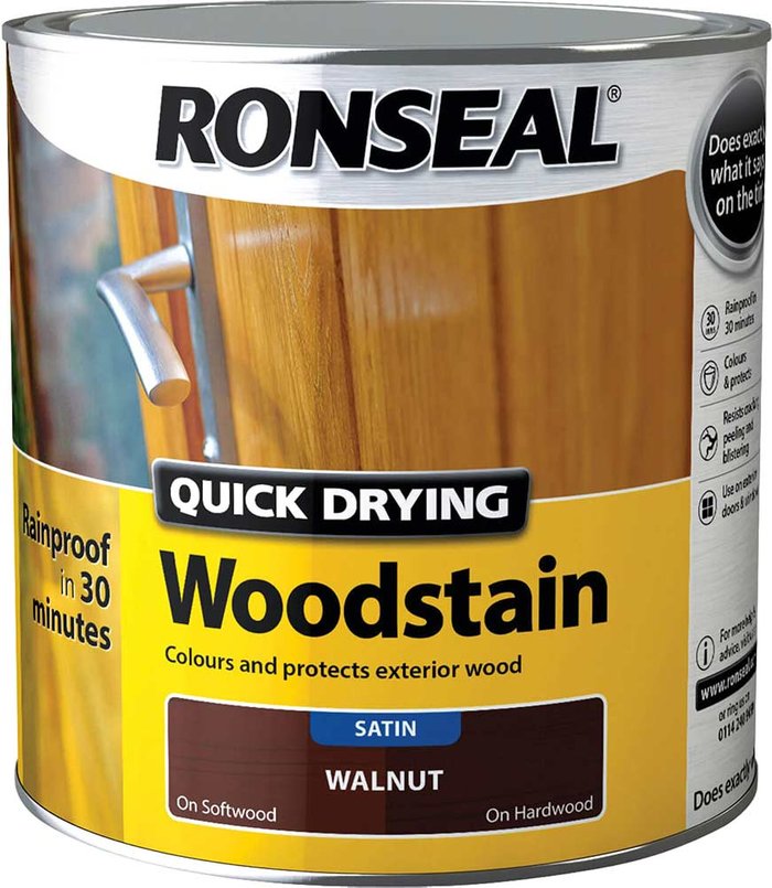 Tooled Up | Ronseal Ronseal Quick Dry Satin Woodstain Walnut 250ml Ronseal Ronseal Quick Dry Satin Woodstain Walnut 250ml