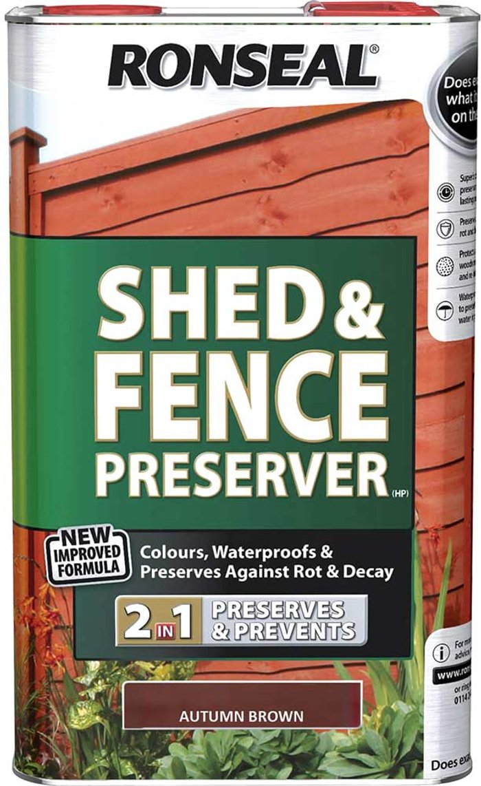 Tooled Up | Ronseal Ronseal Shed and Fence Preserver Autumn Brown 5l Ronseal Ronseal Shed and Fence Preserver Autumn Brown 5l