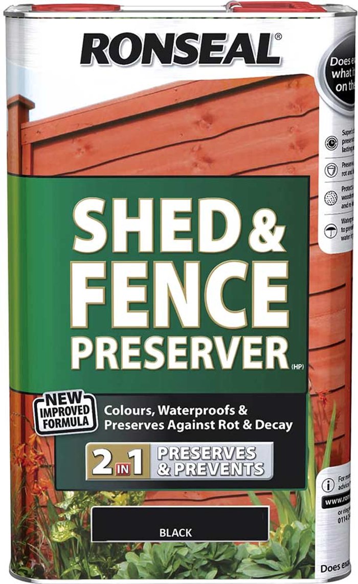 Tooled Up | Ronseal Ronseal Shed and Fence Preserver Black 5l Ronseal Ronseal Shed and Fence Preserver Black 5l