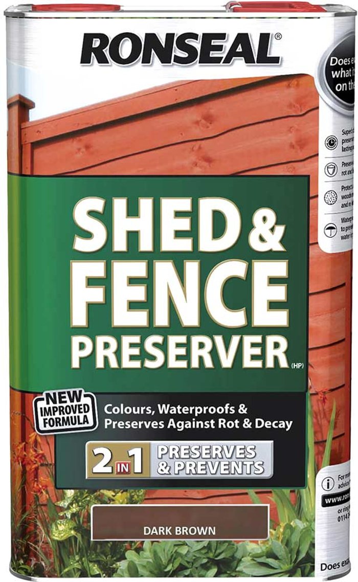 Tooled Up | Ronseal Ronseal Shed and Fence Preserver Dark Brown 5l Ronseal Ronseal Shed and Fence Preserver Dark Brown 5l