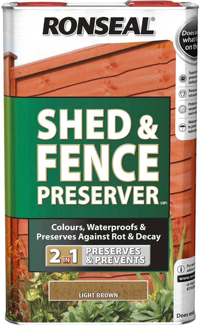 Tooled Up | Ronseal Ronseal Shed and Fence Preserver Light Brown 5l Ronseal Ronseal Shed and Fence Preserver Light Brown 5l