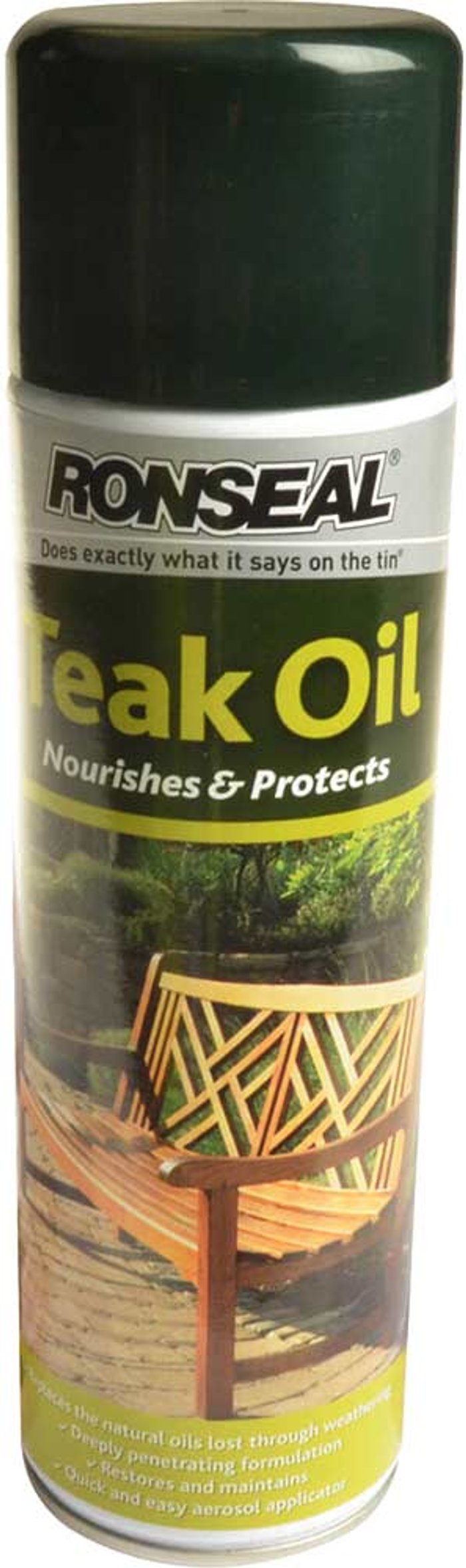 Tooled Up | Ronseal Ronseal Teak Oil Aerosol 500ml Ronseal Ronseal Teak Oil Aerosol 500ml