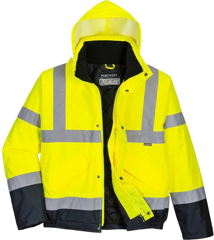 Tooled Up | 300D Oxford Weave Industry Oxford Weave 300D Class 3 Two Tone Hi Vis Bomber Jacket Yellow / Navy 2XL 300D Oxford Weave Industry Oxford Weave 300D Class 3 Two Tone Hi Vis Bomber Jacket Yellow / Navy 2XL