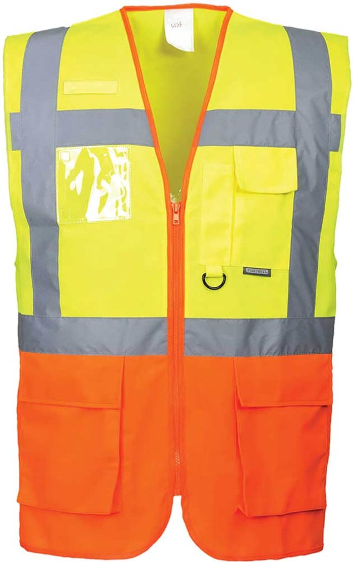 Tooled Up | Portwest Portwest Prague Executive Class 2 Hi Vis Waistcoat Yellow / Orange S Portwest Portwest Prague Executive Class 2 Hi Vis Waistcoat Yellow / Orange S