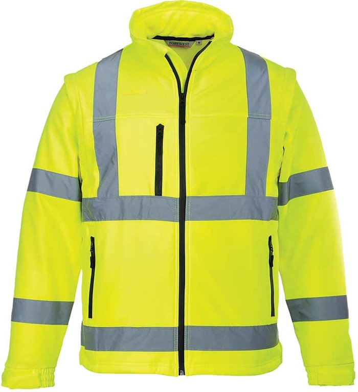Tooled Up | Portwest Portwest 2 in 1 Waterproof Hi Vis Softshell Jacket Yellow XL Portwest Portwest 2 in 1 Waterproof Hi Vis Softshell Jacket Yellow XL