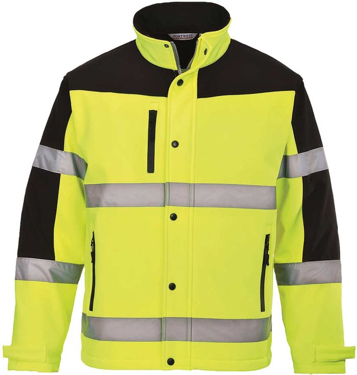 Tooled Up | Portwest PW2 Hi Vis Two Tone Softshell Jacket Yellow M Portwest PW2 Hi Vis Two Tone Softshell Jacket Yellow M