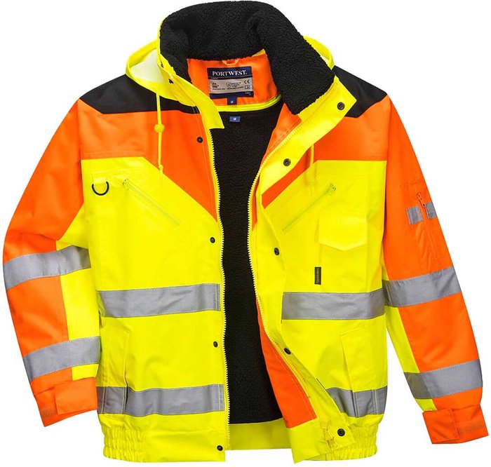 Tooled Up | Portwest Contrast Plus Hi Vis Bomber Jacket and Detachable Lining Yellow L Portwest Contrast Plus Hi Vis Bomber Jacket and Detachable Lining Yellow L