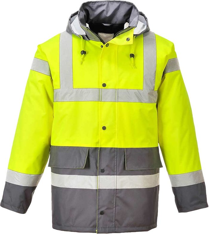 Tooled Up | 300D Oxford Weave Industry Oxford Weave 300D Class 3 Hi Vis Contrast Traffic Jacket Yellow / Grey S 300D Oxford Weave Industry Oxford Weave 300D Class 3 Hi Vis Contrast Traffic Jacket Yellow / Grey S