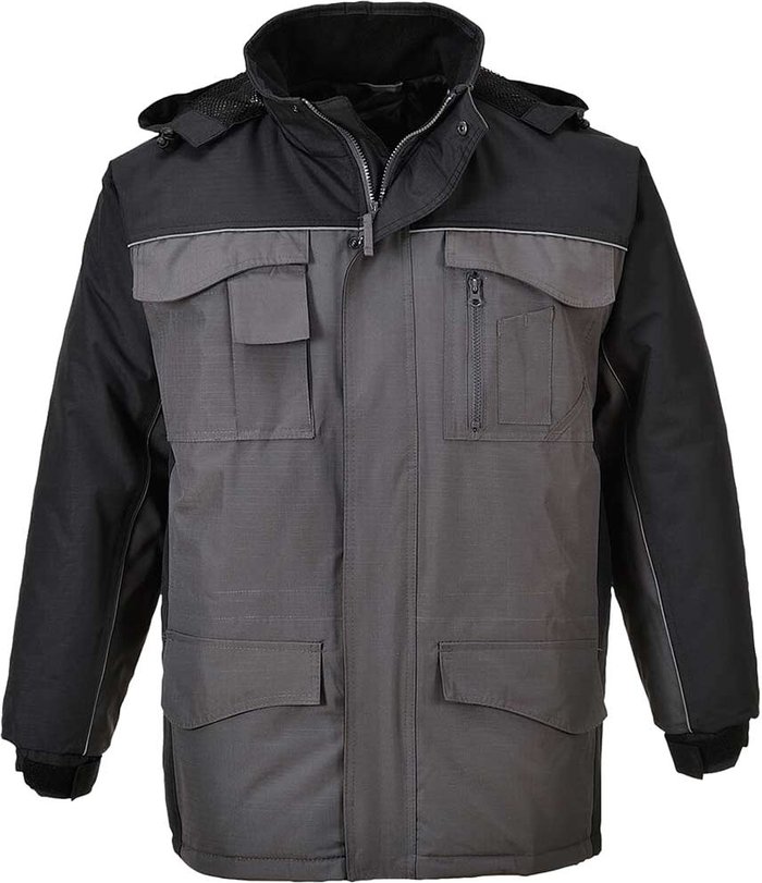 Tooled Up | Portwest Portwest Ripstop Parka Black / Grey S Portwest Portwest Ripstop Parka Black / Grey S