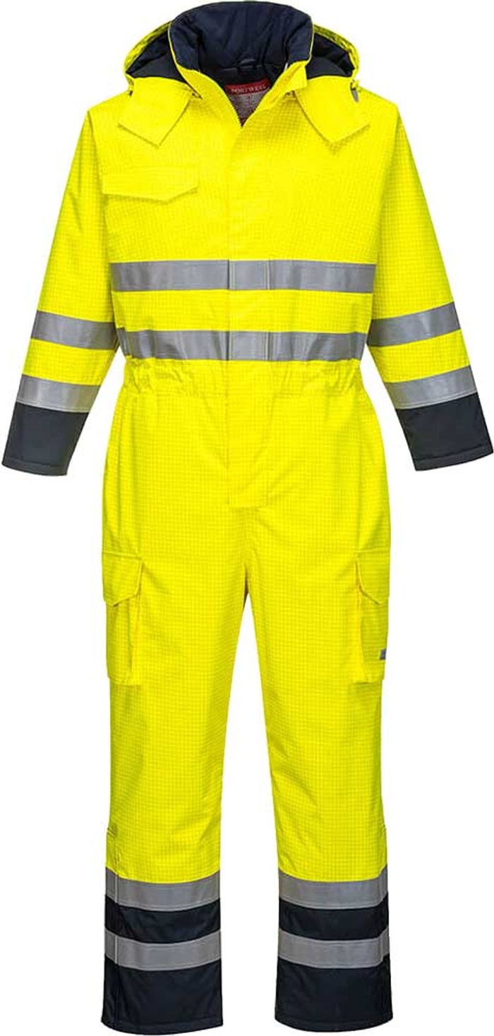 Tooled Up | Bizflame Biz Flame Hi Vis Flame Resistant Rain Multi Coverall Yellow / Navy M Bizflame Biz Flame Hi Vis Flame Resistant Rain Multi Coverall Yellow / Navy M