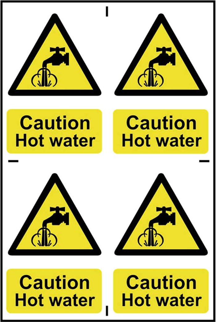 Tooled Up | Scan Scan Caution Hot Water Sign Pack of 4 100mm 150mm Standard Scan Scan Caution Hot Water Sign Pack of 4 100mm 150mm Standard