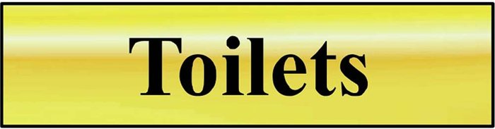 Tooled Up | Scan Scan Brass Effect Toilets Sign 200mm 50mm Standard Scan Scan Brass Effect Toilets Sign 200mm 50mm Standard