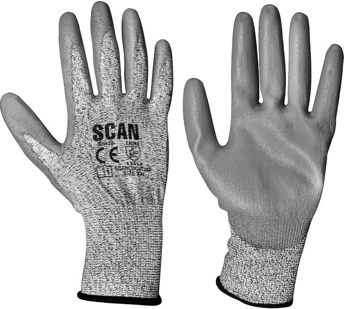 Tooled Up | Scan Scan PU Coated Cut 3 Gloves Grey 2XL Scan Scan PU Coated Cut 3 Gloves Grey 2XL
