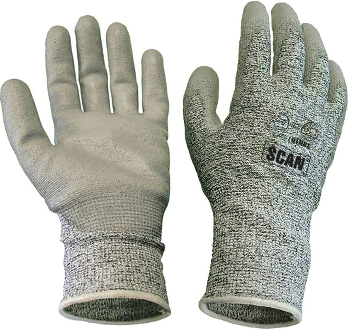 Tooled Up | Scan Scan Grey PU Coated Cut 5 Gloves Size 10 Extra Large Scan Scan Grey PU Coated Cut 5 Gloves Size 10 Extra Large