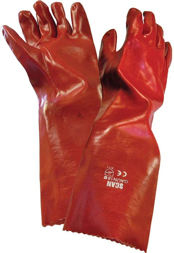 Tooled Up | Scan Scan PVC Long Gauntlet Glove Red L Scan Scan PVC Long Gauntlet Glove Red L