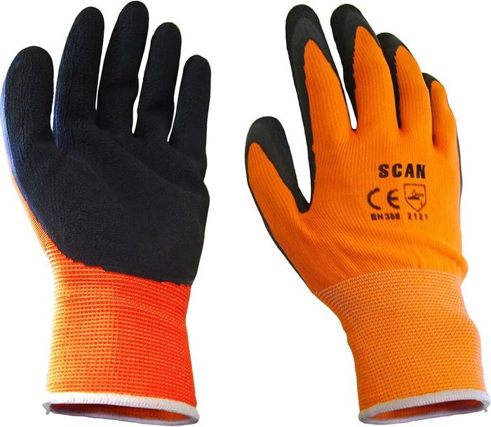 Tooled Up | Scan Scan Mens Foam Latex Coated Gloves Orange M Scan Scan Mens Foam Latex Coated Gloves Orange M