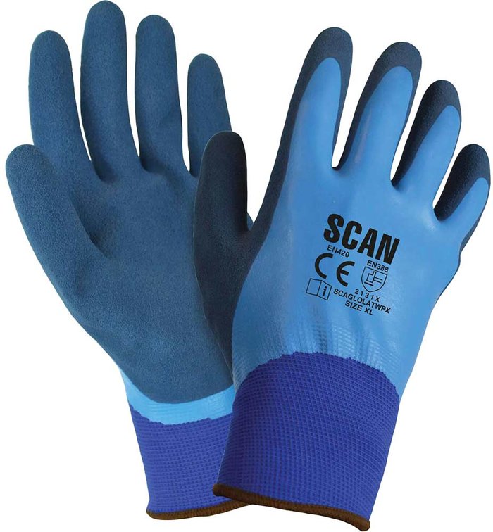 Tooled Up | Scan Scan Waterproof Latex Gloves Blue L Scan Scan Waterproof Latex Gloves Blue L