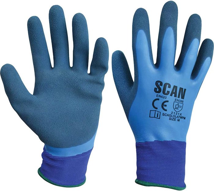 Tooled Up | Scan Scan Waterproof Latex Gloves Blue M Scan Scan Waterproof Latex Gloves Blue M
