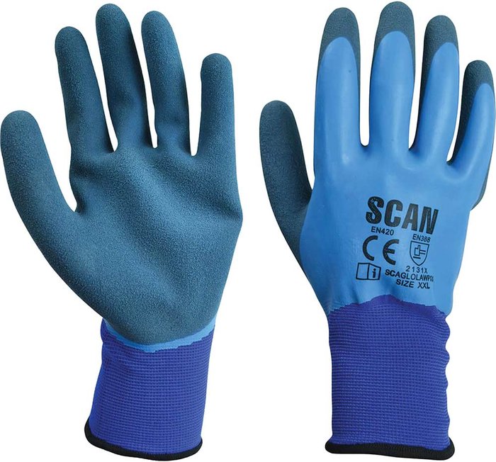 Tooled Up | Scan Scan Waterproof Latex Gloves Blue 2XL Scan Scan Waterproof Latex Gloves Blue 2XL