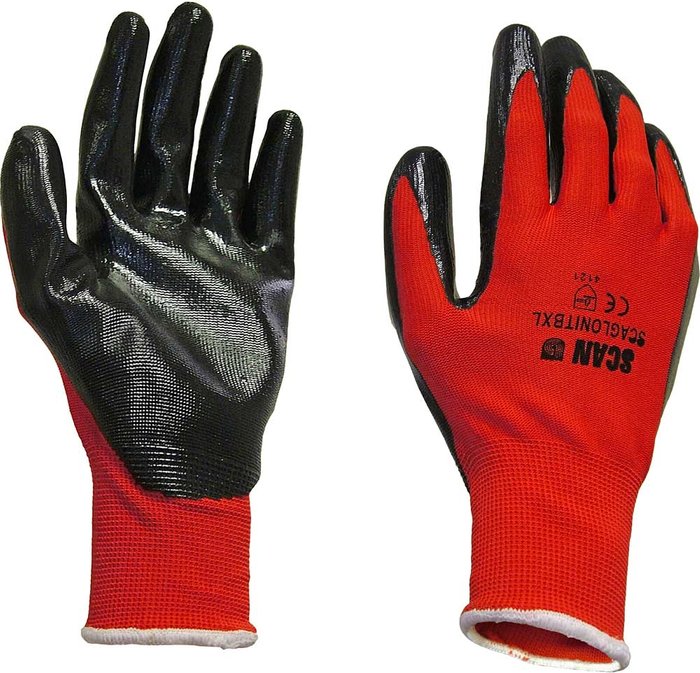 Tooled Up | Scan Scan Palm Dipped Nitrile Gloves Black / Red M Scan Scan Palm Dipped Nitrile Gloves Black / Red M